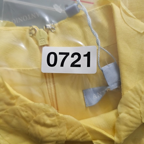 Antonio Melani 8 Yellow Mock Neck Short Sleeve Knee-length Fit & flare 0721 - Picture 15 of 15